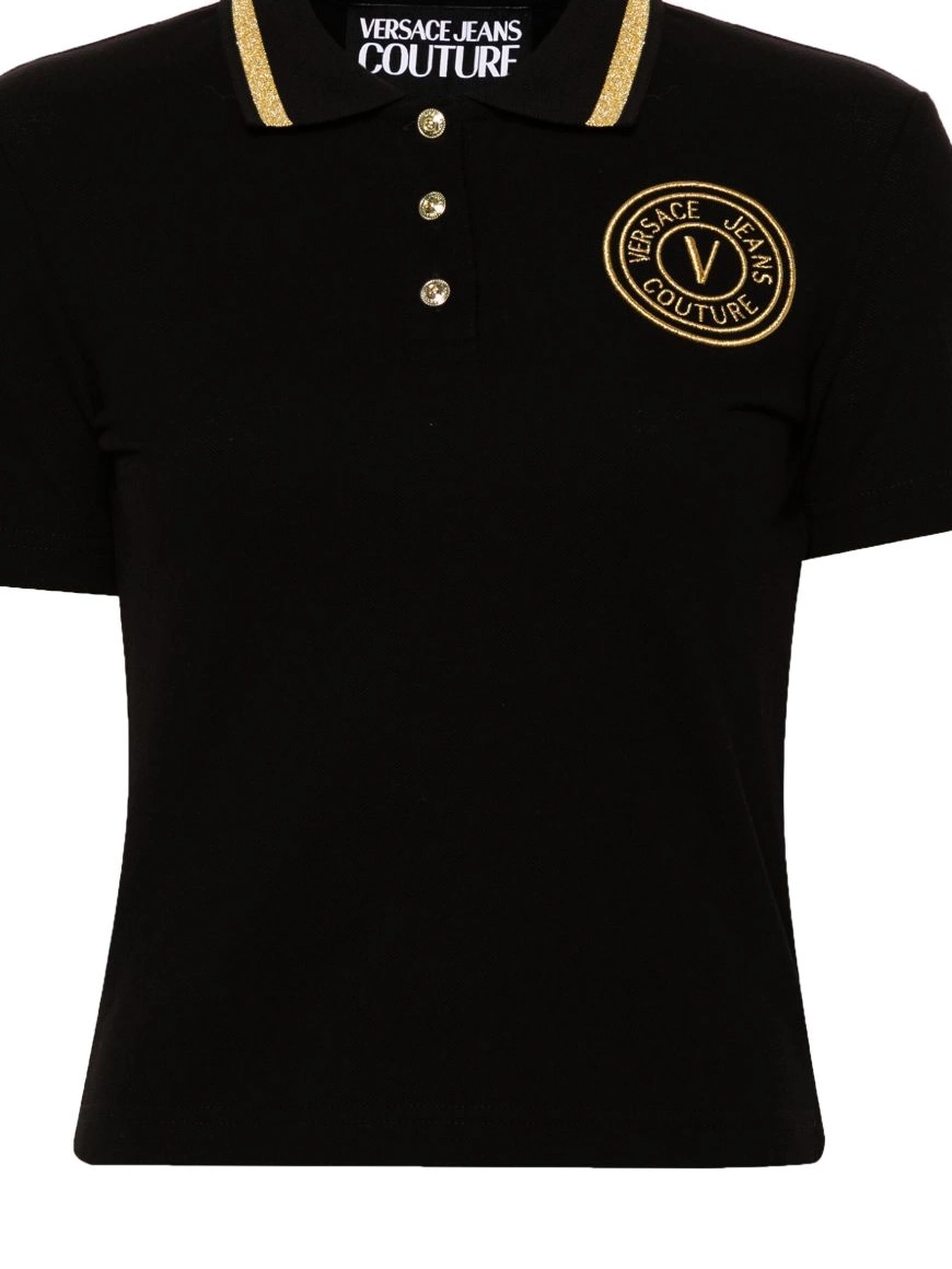 Cheap Jeans Couture Versace Women V-Emblem pique polo shirt 0327